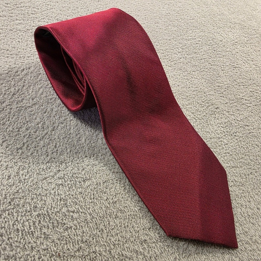 Lauren Ralph Lauren Tie Black Label Mens Burgundy Red Silk Textured Classic